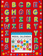 Alphabet Calendar Floral Accent Red Rug