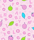 Pink Alphabet Fruits And Leaves Rug