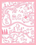 Whimsical Pink Cartoon Landscape Alphabet Rug