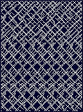 Dark Navy White Interlocking Lines Rug