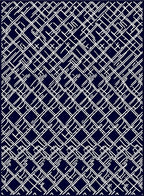 Dark Navy White Interlocking Lines Rug