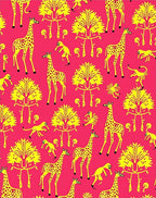 Vibrant Yellow Giraffe Safari Animals Rug