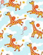 Playful Orange Giraffes Cloud Stars Rug