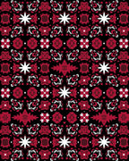 Red Floral Geometric Repeating Pattern Rug