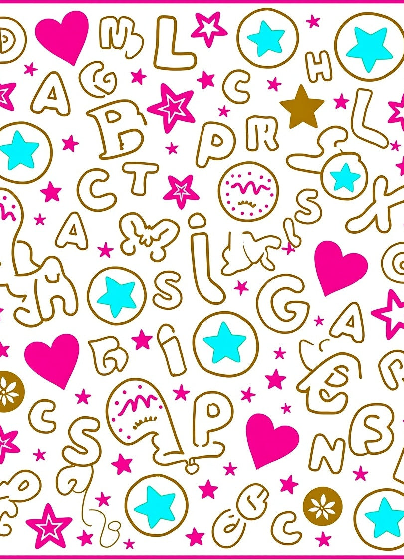 Playful Alphabet Heart Star Rug