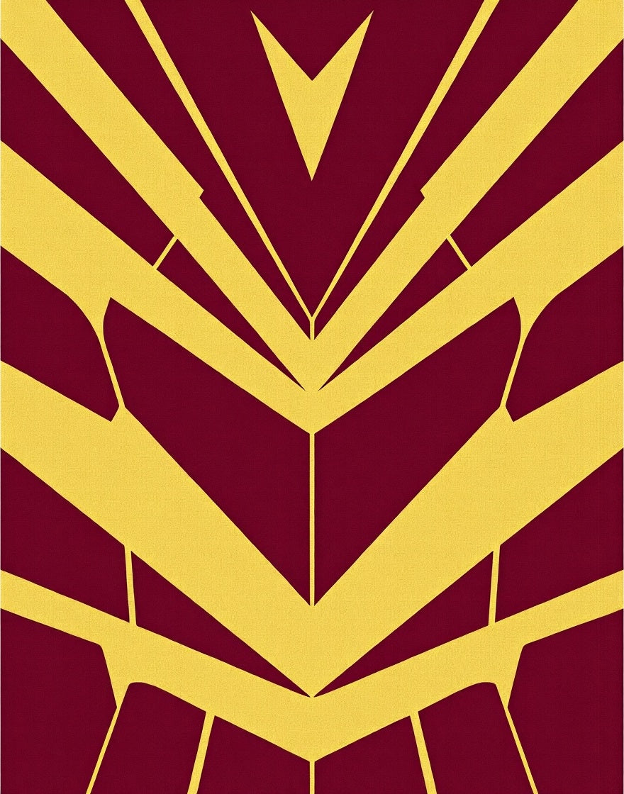 Bold Red Yellow Geometric Rays Rug