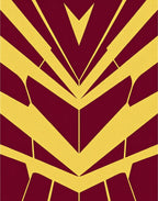 Bold Red Yellow Geometric Rays Rug