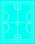 Turquoise Court Lines Geometric Rug