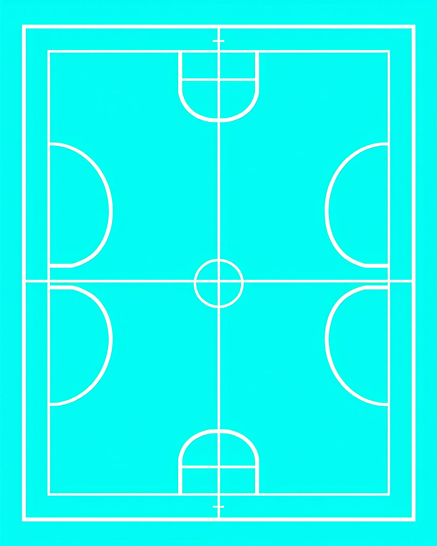 Turquoise Court Lines Geometric Rug