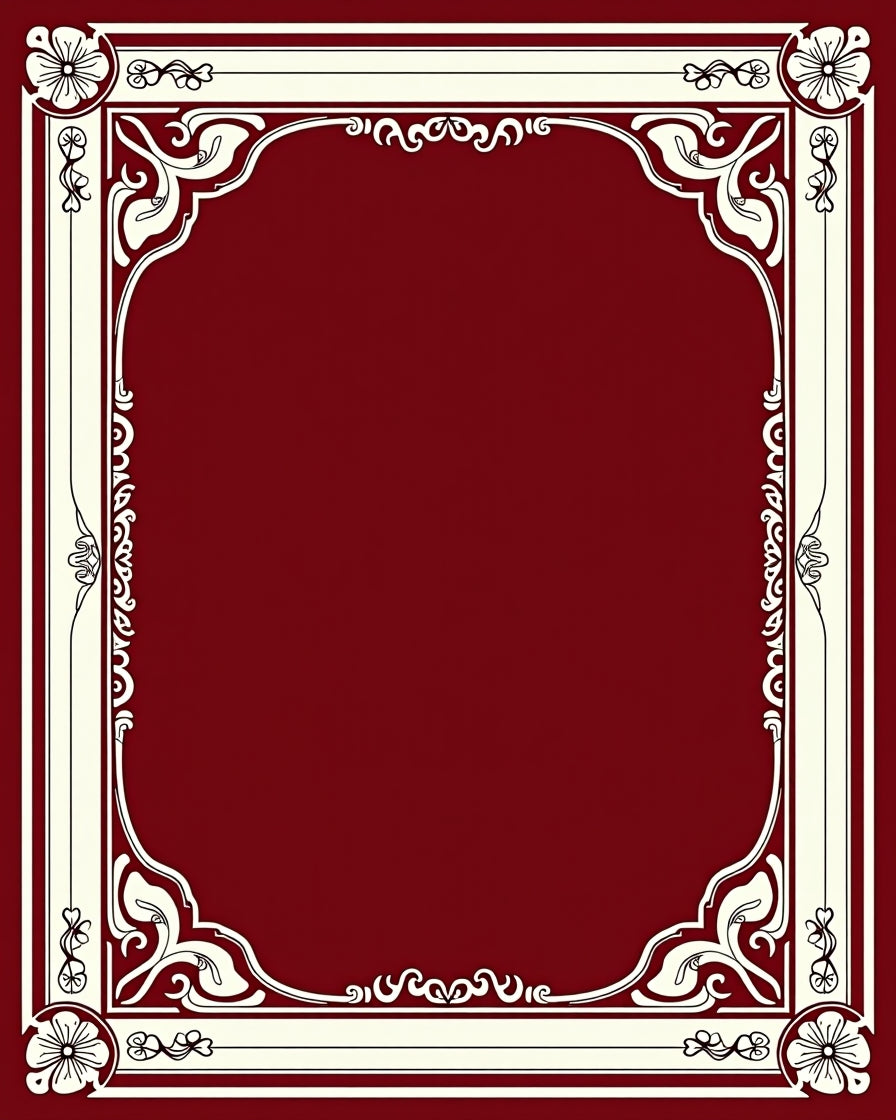 Burgundy And Cream Scroll Border Rug