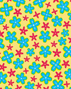 Blue Red Yellow Flower Garden Rug