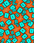 Bright Teal Geometric Square Scatter Rug