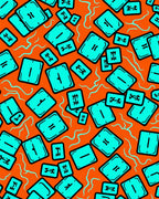 Bright Teal Geometric Square Scatter Rug