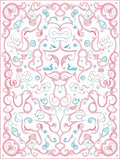 Pink Blue Whimsical Swirls and Creatures Rug