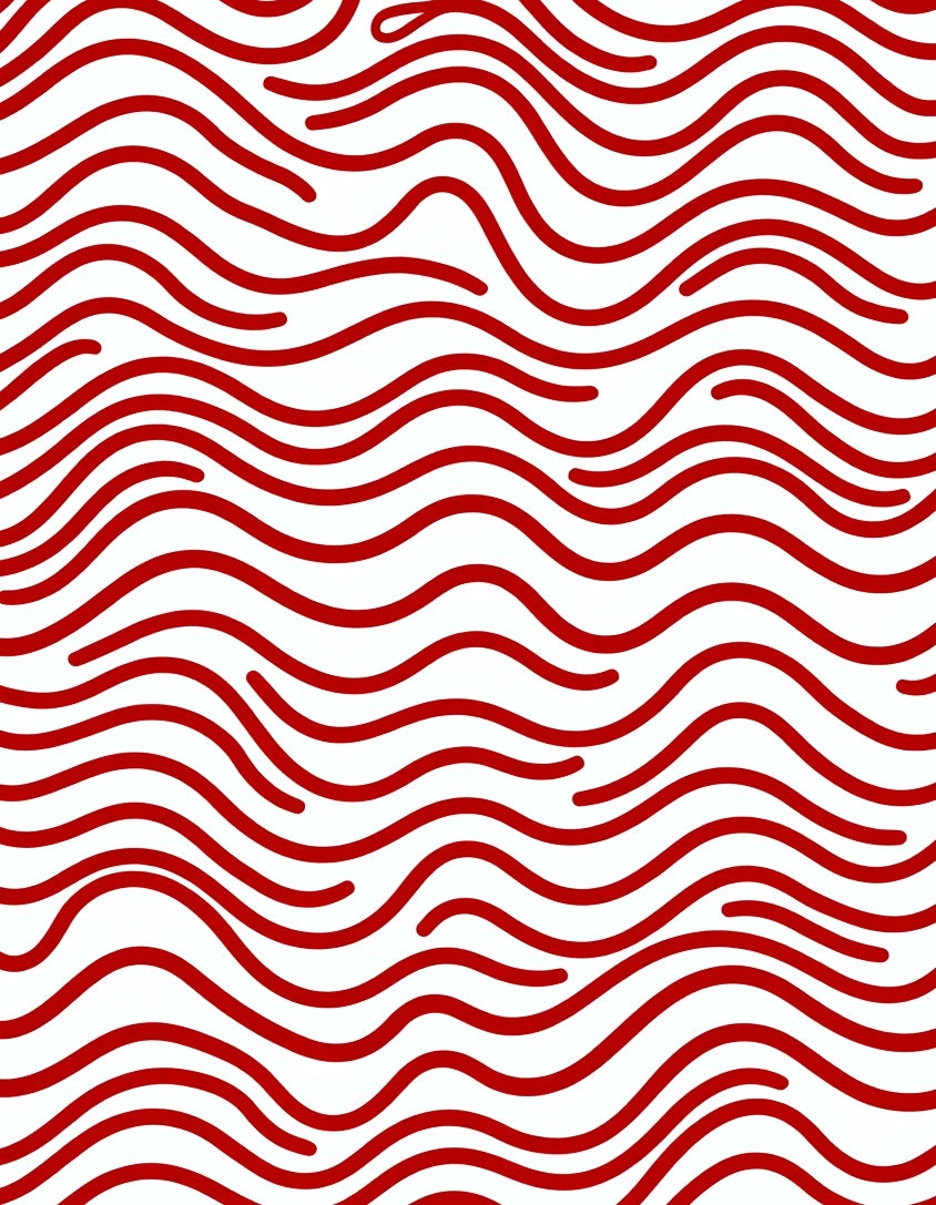 Bold Crimson Wavy Lines Rug