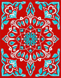 Crimson Teal Medallion Floral Rug