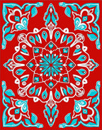 Crimson Teal Medallion Floral Rug