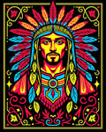 Tribal Chief Red Yellow Blue Feathers Rug