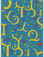 Bold Yellow Floral Accents Blue Rug