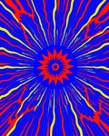 Radiant Sunburst Red Yellow Blue Rug