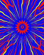 Radiant Sunburst Red Yellow Blue Rug