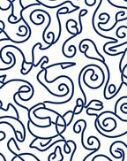 Navy Swirl Organic Calligraphy Rug