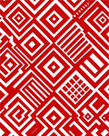 Bold Crimson Geometric Assemblage Rug