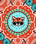 Whimsical Raccoon Tribal Mandala Rug