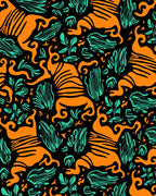 Vibrant Orange Tiger Jungle Foliage Rug