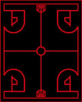 Bold Red Futuristic Geometric Grid Rug