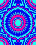 Vibrant Blue Pink Sunburst Mandala Rug