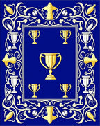 Gold Trophy Blue Decorative Frame Rug