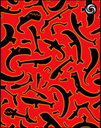 Bold Red Black Organic Forms Rug