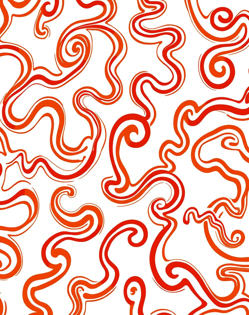 Crimson Swirl Abstract Ribbon Rug