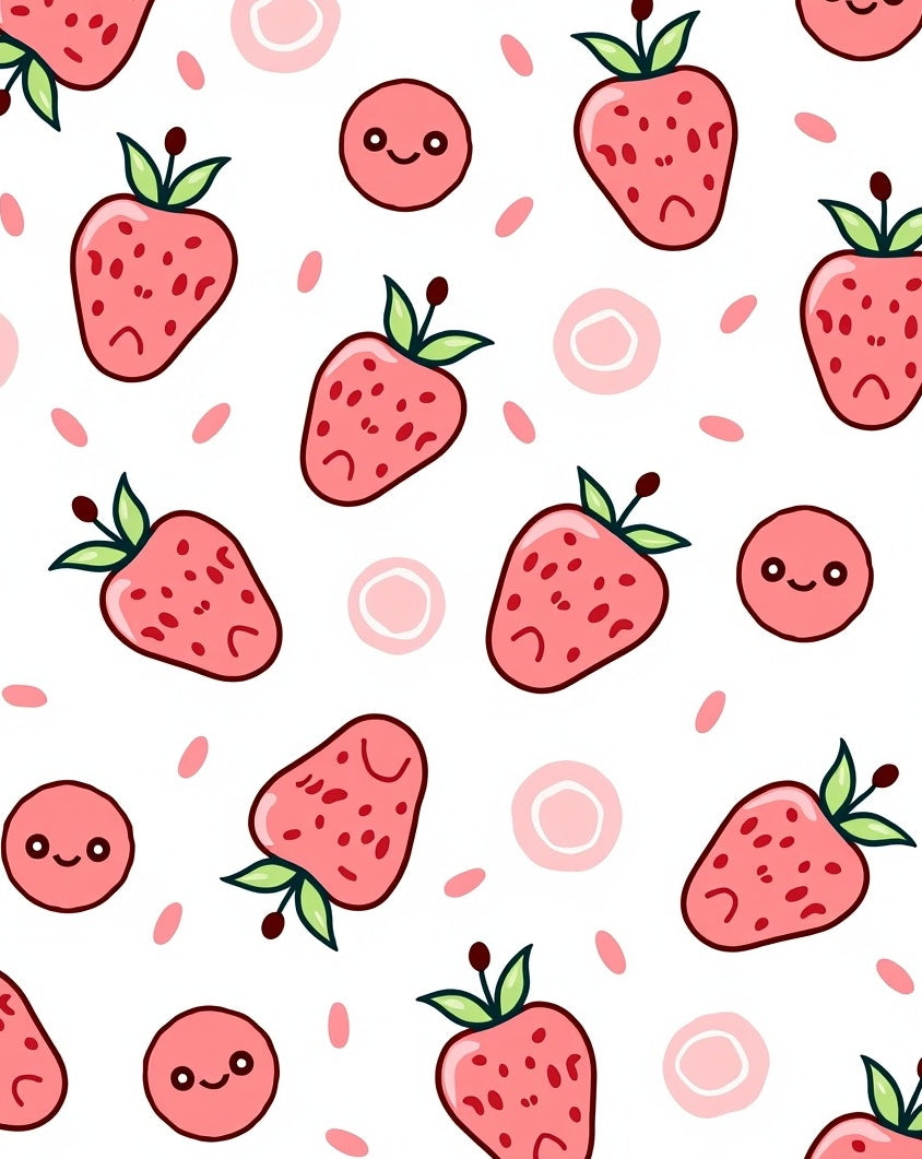 Cute Pink Strawberry Faces Collection Rug