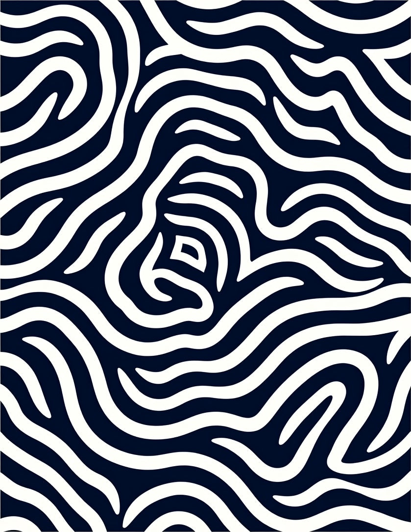 Dark Navy Winding Organic Swirl Rug