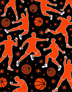 Dynamic Orange Basketball Players Action Rug