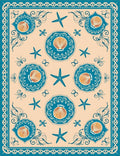 Teal Shell Starfish Medallion Beach Rug