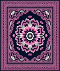 Bold Pink Floral Mandala Navy Rug