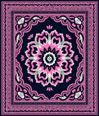 Bold Pink Floral Mandala Navy Rug