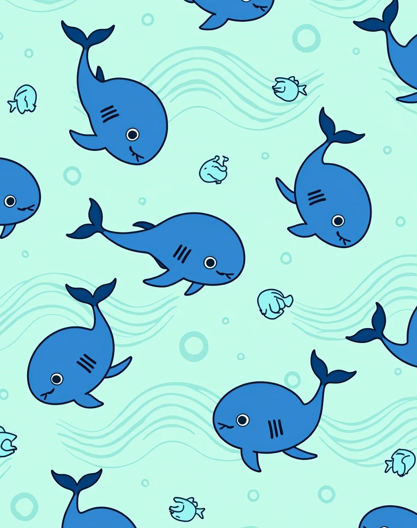 Cute Blue Whales Underwater Ocean Waves Rug