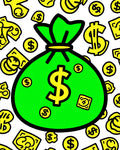 Bold Green Money Bag Dollar Symbols Rug