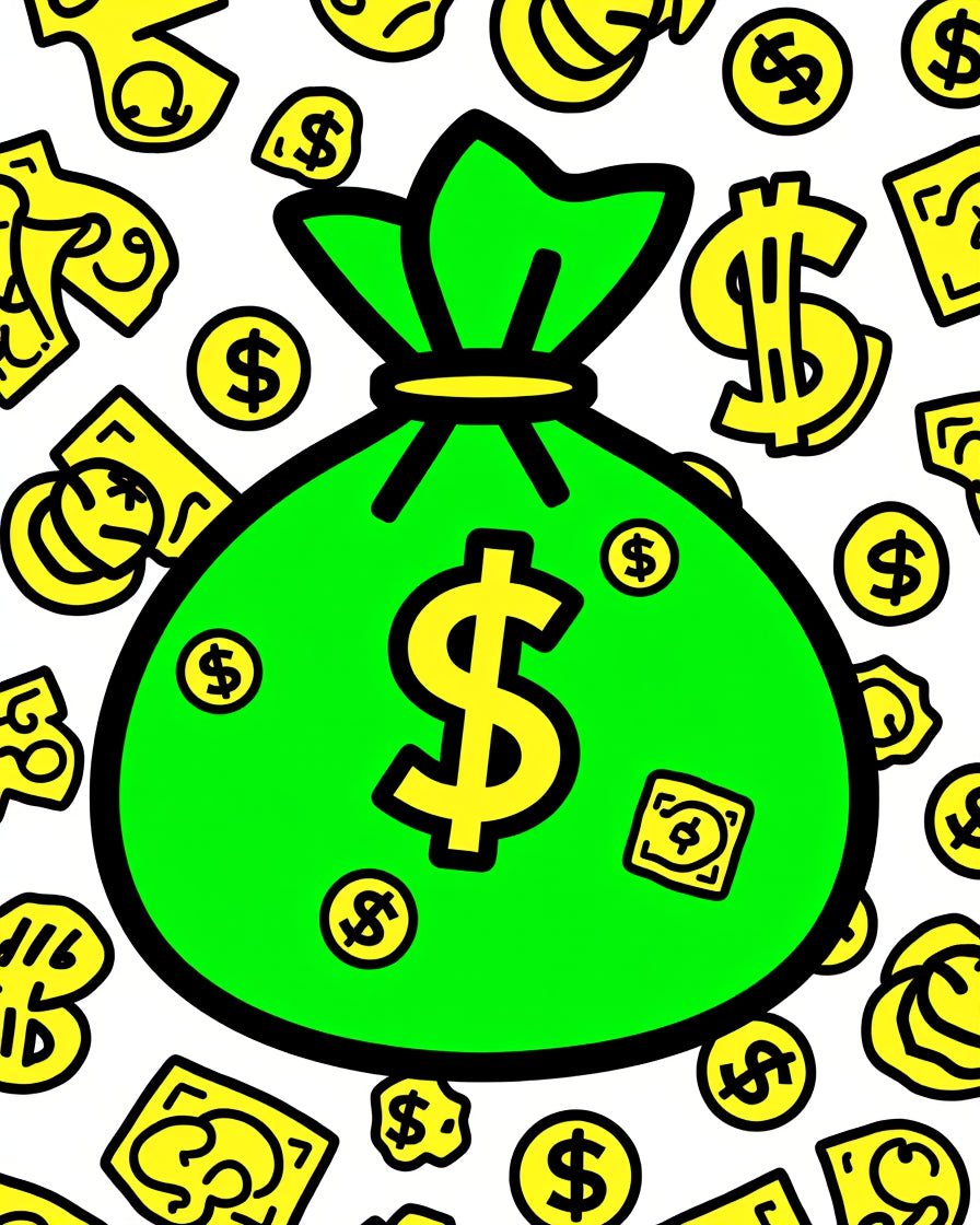 Bold Green Money Bag Dollar Symbols Rug