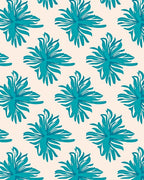 Teal Abstract Floral Contemporary Repeat Rug
