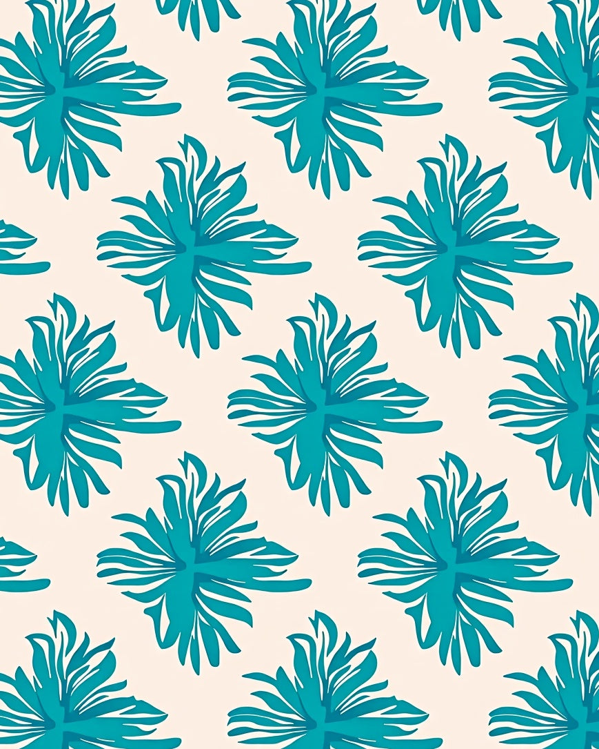Teal Abstract Floral Contemporary Repeat Rug