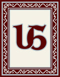 Crimson Monogram Scroll Border Rug