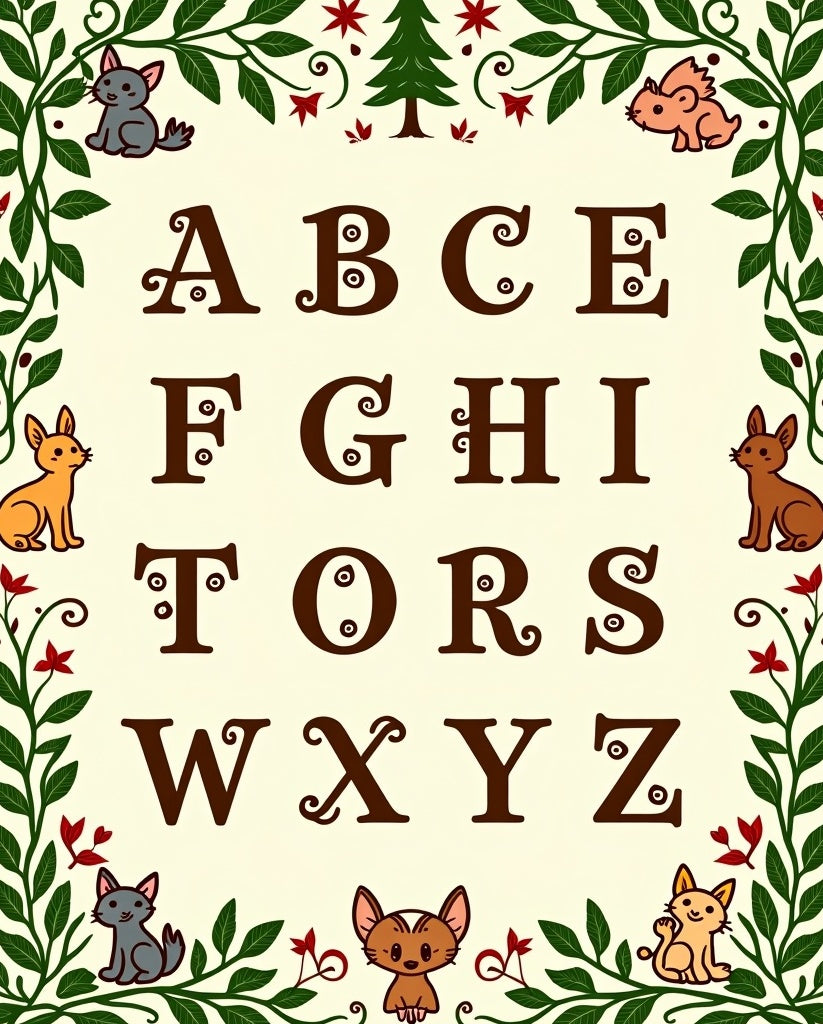 Whimsical Alphabet Border Animals Rug