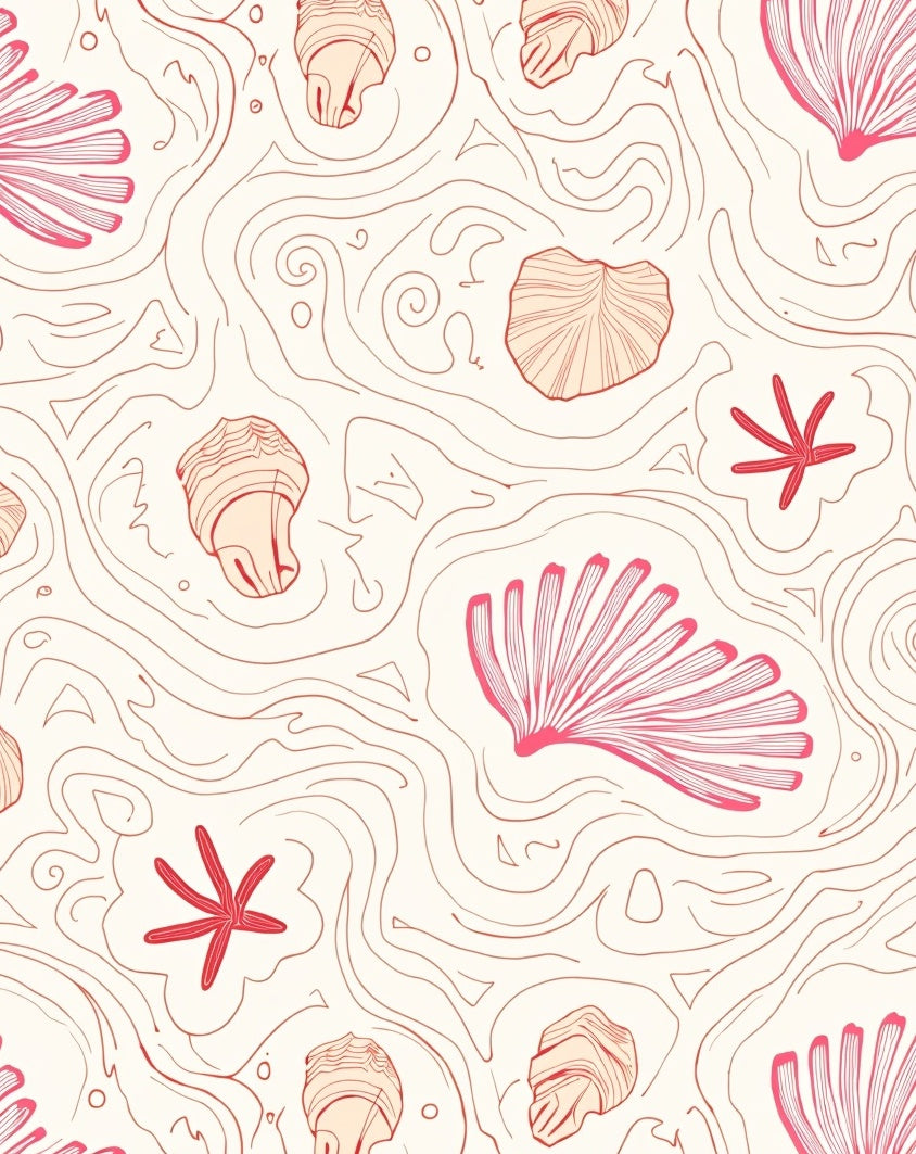 Coral Pink Seaside Seashell Splash Rug