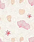 Coral Pink Seaside Seashell Splash Rug