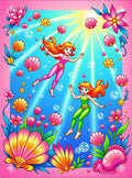 Whimsical Two Mermaids Underwater Garden Rug